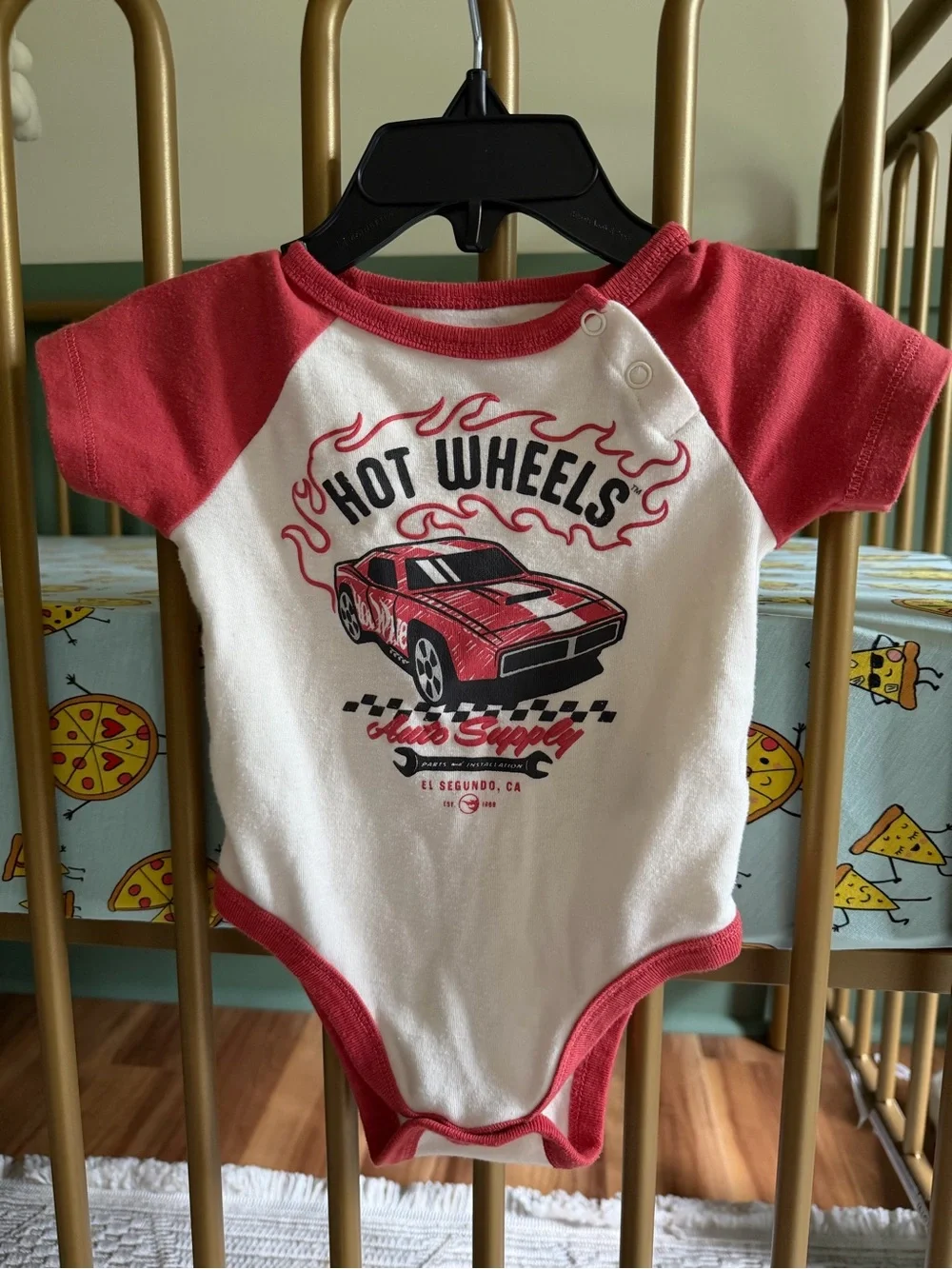Hot Wheels Red & White Baby Bodysuit